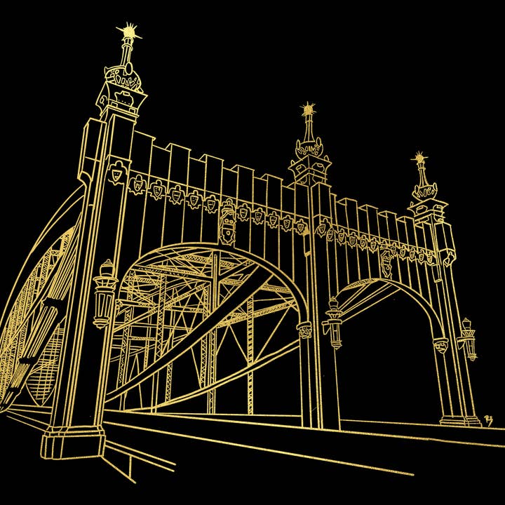 Smithfield St Bridge Impressão de Folha de Ouro por atacado de Ren Butler Design