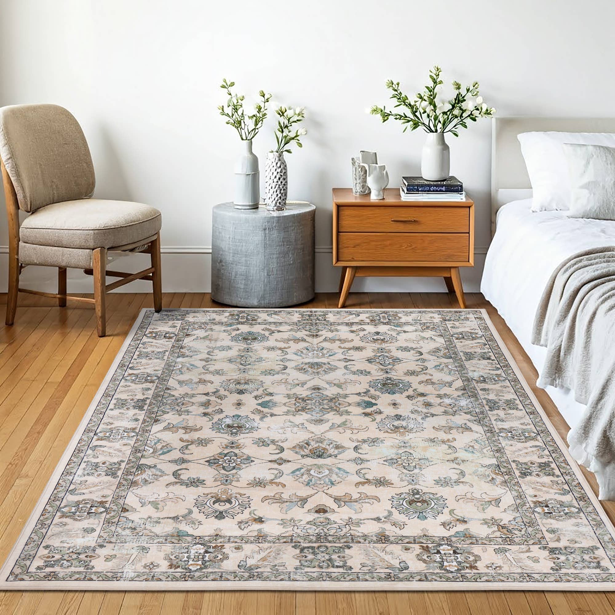 Delara – wholesale Matta – Elfenbensblomma maskintvättbar matta1