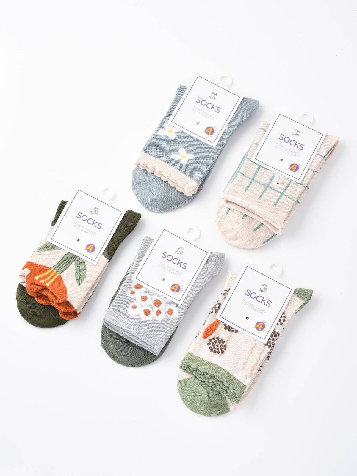 Funkyrel® Atzbranding Limited - Wholesale Socks - Women's - Rufia - Floral Lace Trim Mid-Calf Socks13