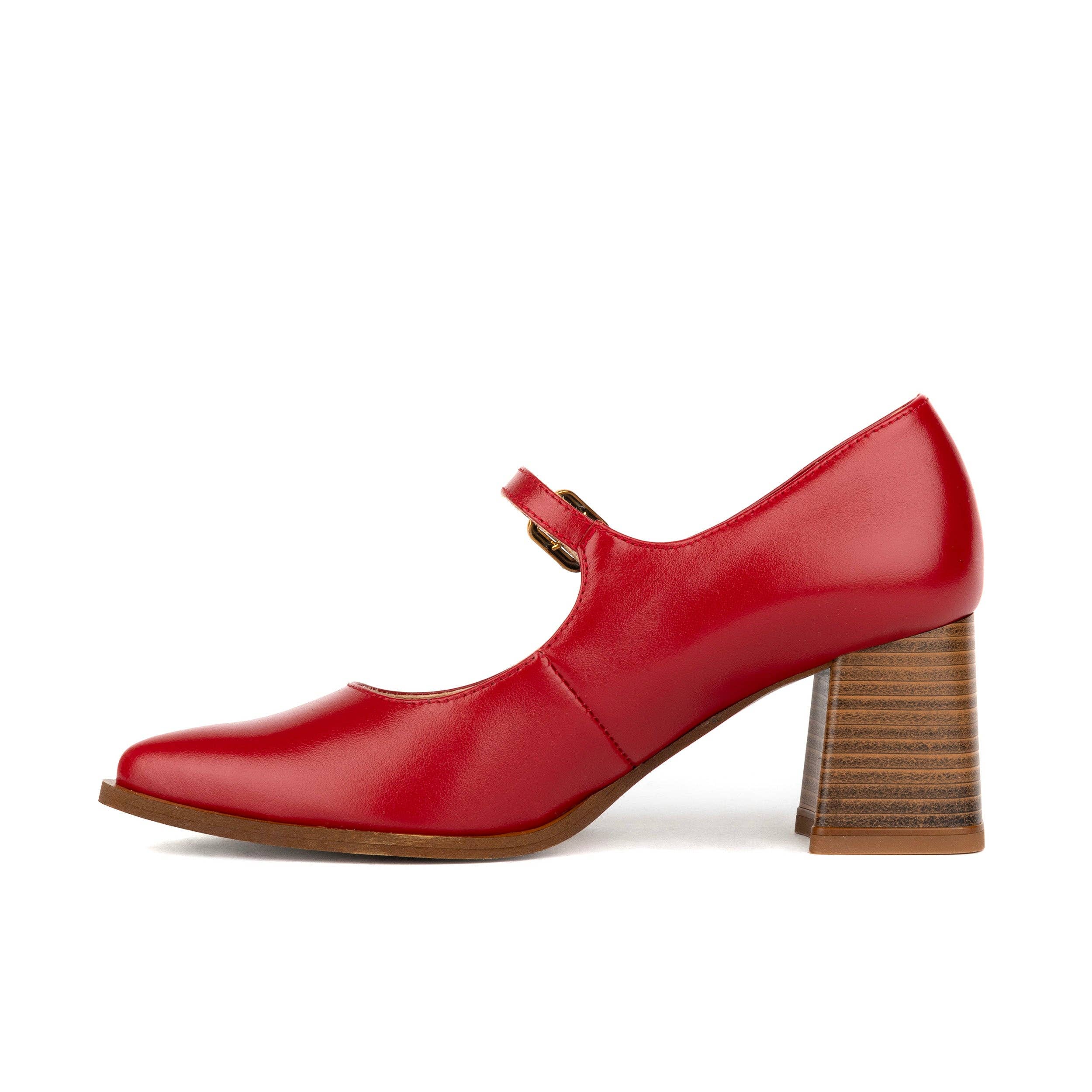 Embassy London – wholesale Low heels – Women′s – Hyde - Red - Women's Leather Mary Jane Pump3