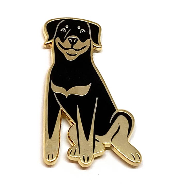 Rottweiler Dog Enamel Pin for wholesale by Lili Chin Art
