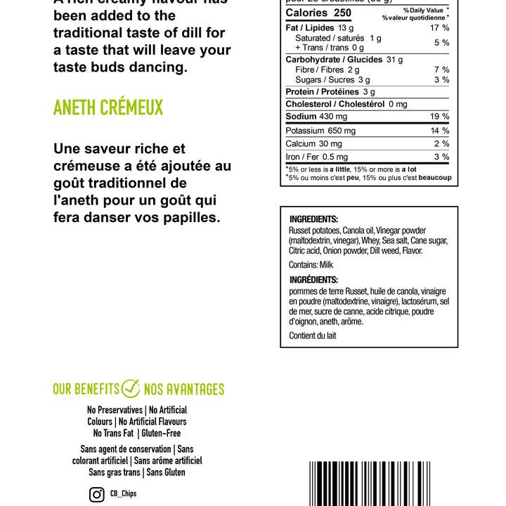 Covered Bridge - Wholesale Chips - 170g Creamy Dill Chips1