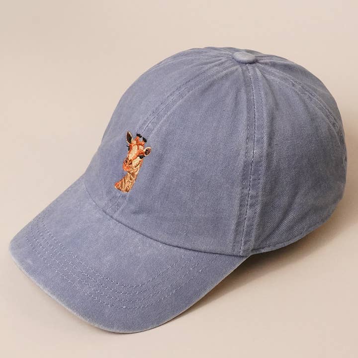 Fashion City - Wholesale Baseball Cap - Unisex - Giraffe Embroidered Cotton Baseball Dad Cap3