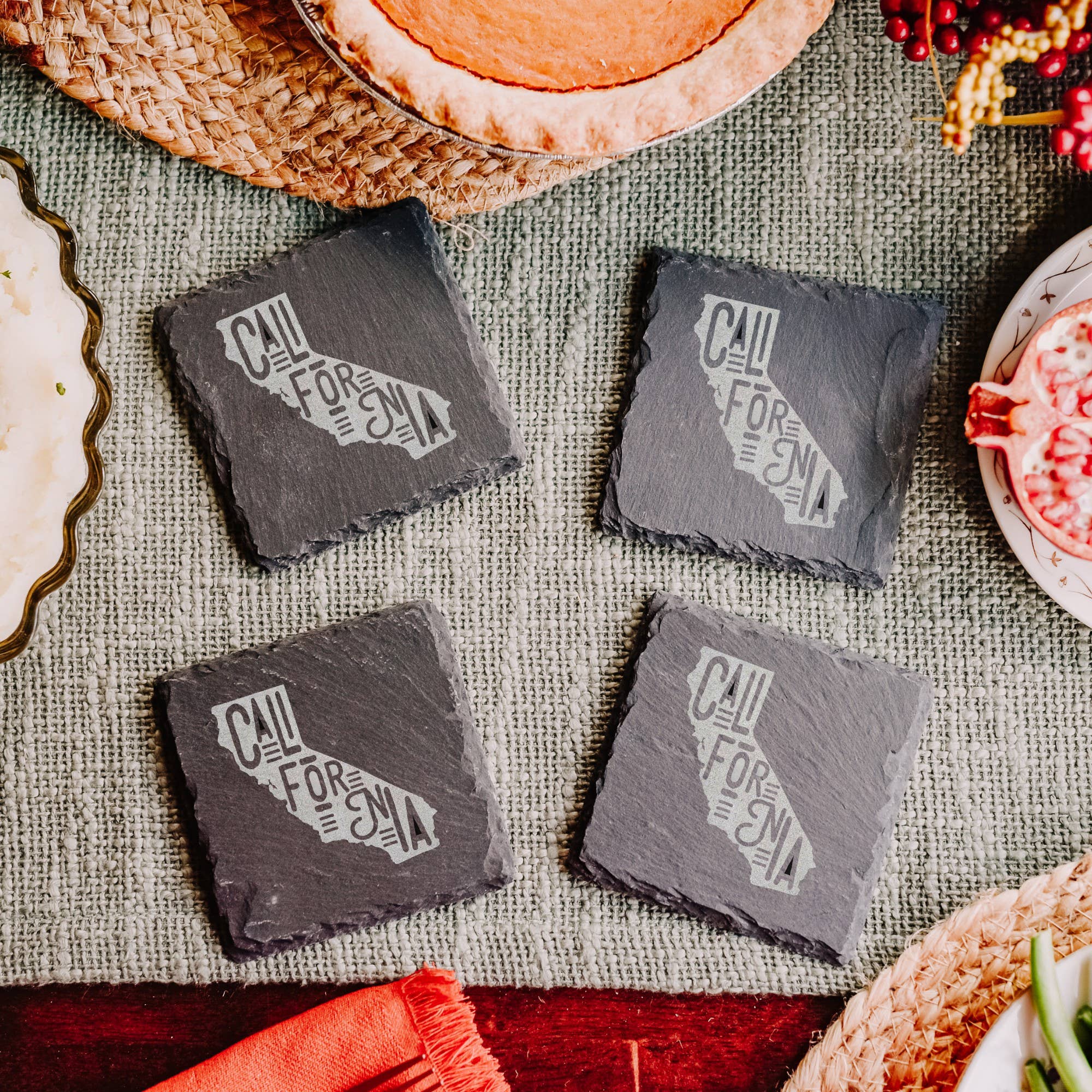 The Lillie Pad - Wholesale Coasters - US State Map Coasters - Natural Slate Coasters - Set of 44