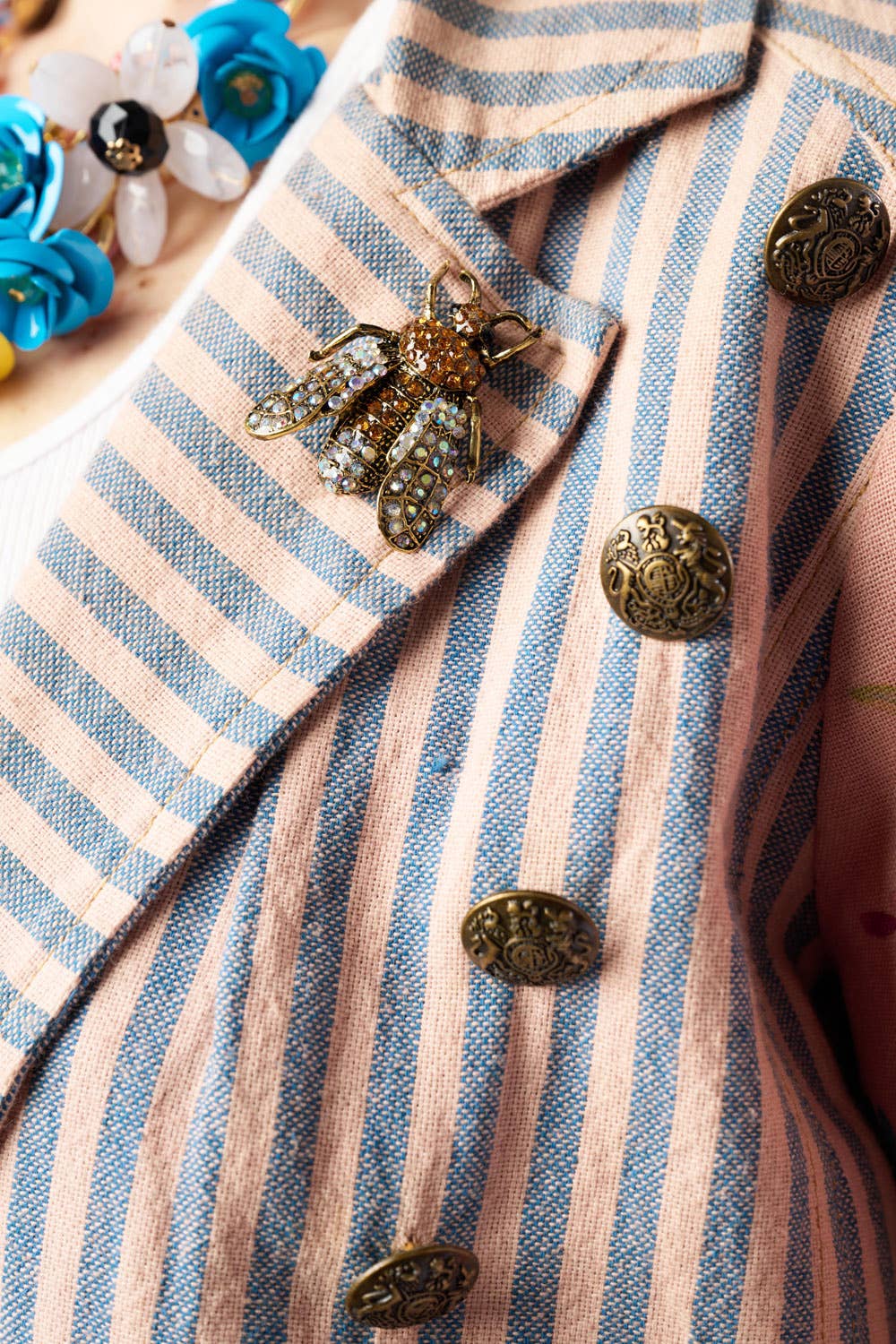 Tevask/Blå Striber Combo Sømandens Kærlighedsfrakke | Stribet Lang Frakke | Blomstret Ærmefrakke for engroshandel på Faire5