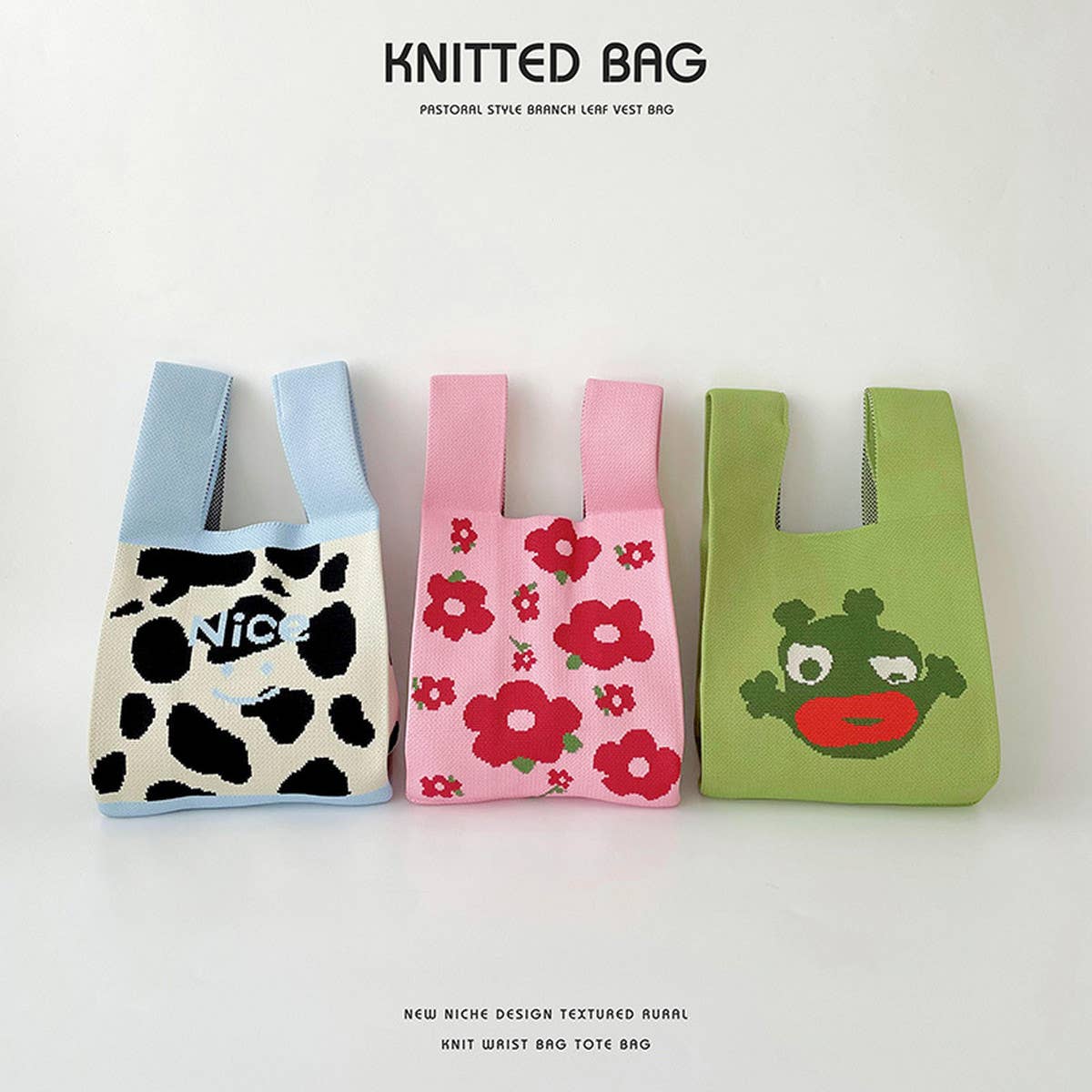 ACCITY - Wholesale Tote Bag - Women's - CUTE CARTOON ANIMAL KNITTED SHOULDER BAG HANDBAG_CWAB239716