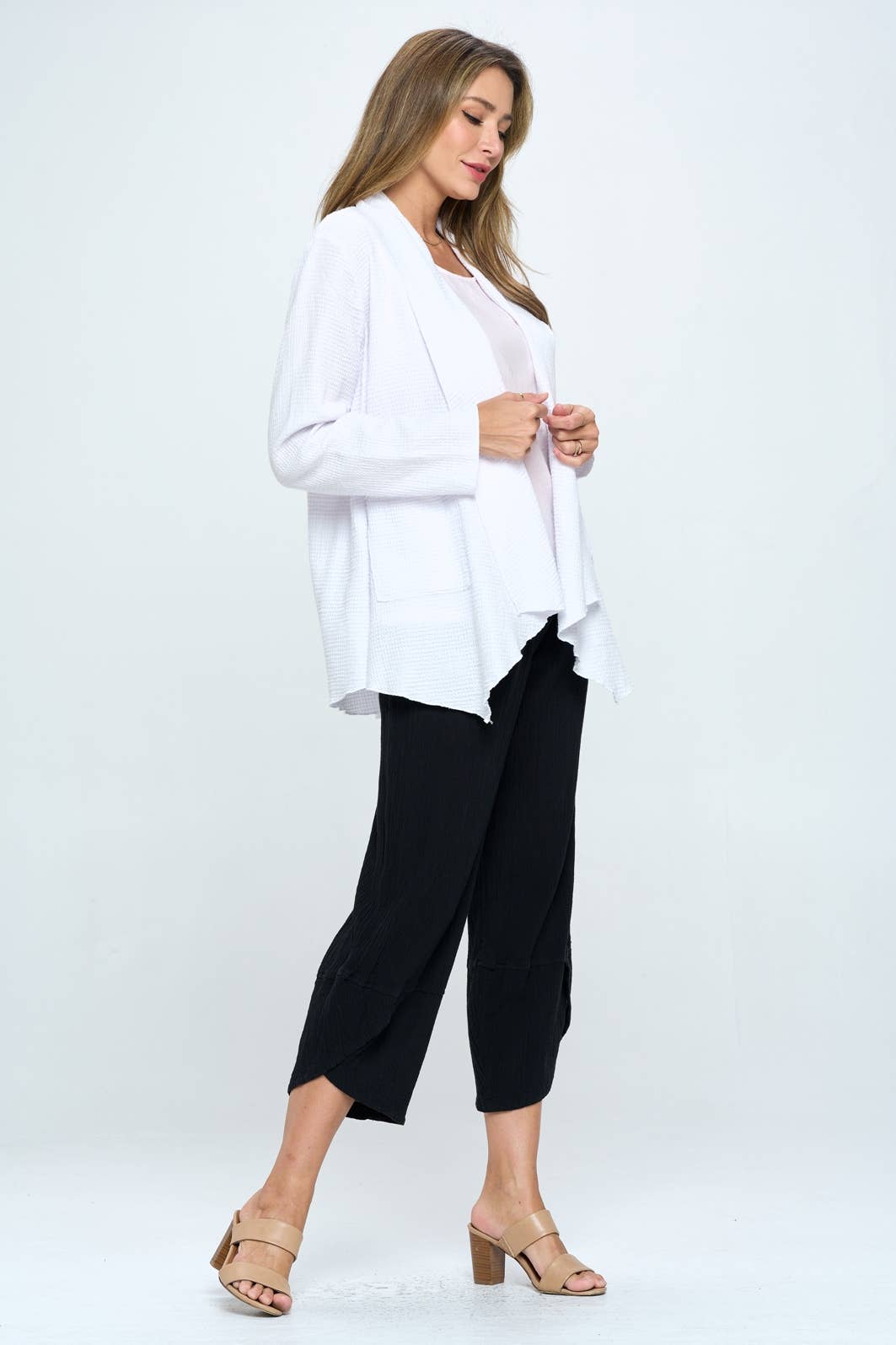 LD/VANIGLIA Cardigan a nido d'ape in cotone leggero in vendita all'ingrosso su Faire3