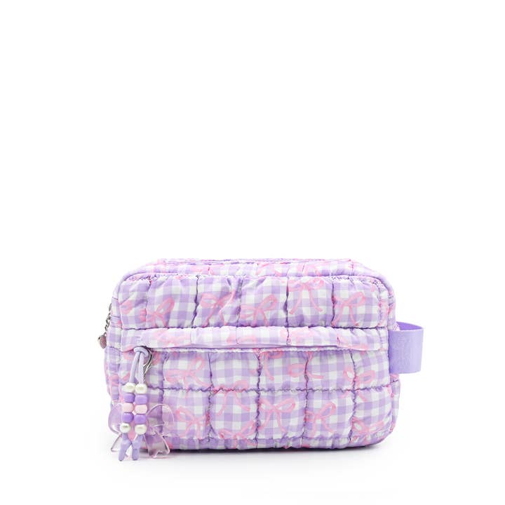 Pochette imprimée à nœud vichy pour chouchous matelassés pour la vente par OMG Accessories