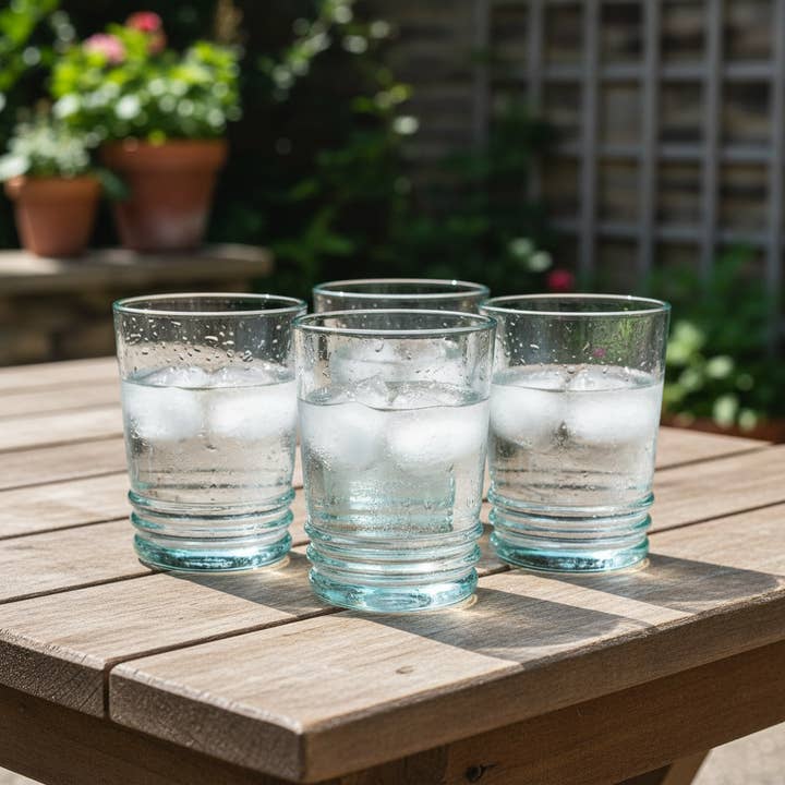 Moroccan Handmade Recycled Glass Ripple Tumbler 150ml for wholesale by Jarapa