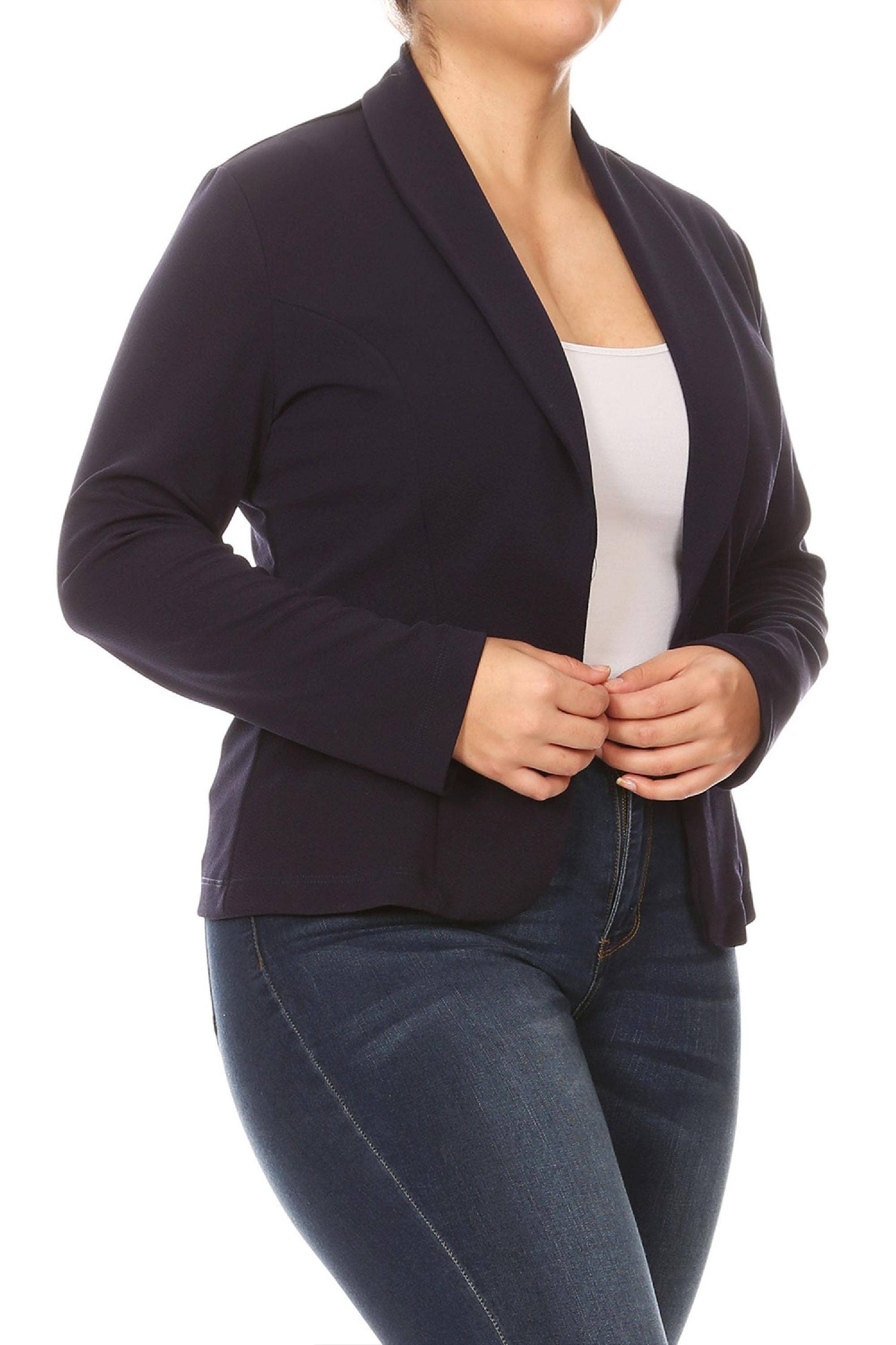 MOA COLLECTION - Wholesale Blazer - Women's - Women's Solid Casual Plus Size Trendy Blazer Jacket33