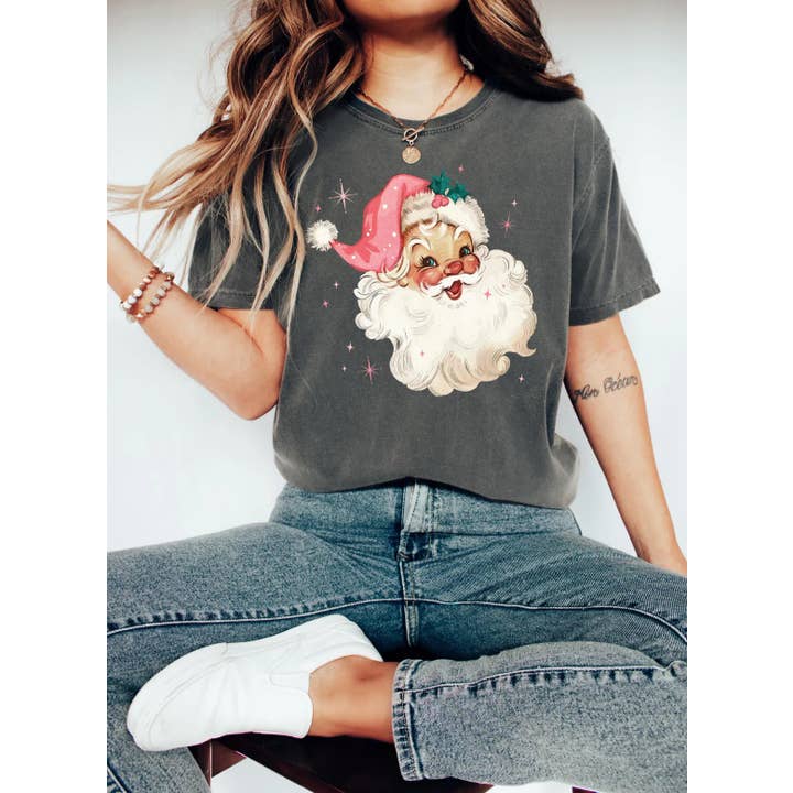 A Blessed Texas Mess Boutique - Vente T-shirt à imprimés – femme - T-shirts de Noël rétro roses et sweat-shirts Vintage Sant