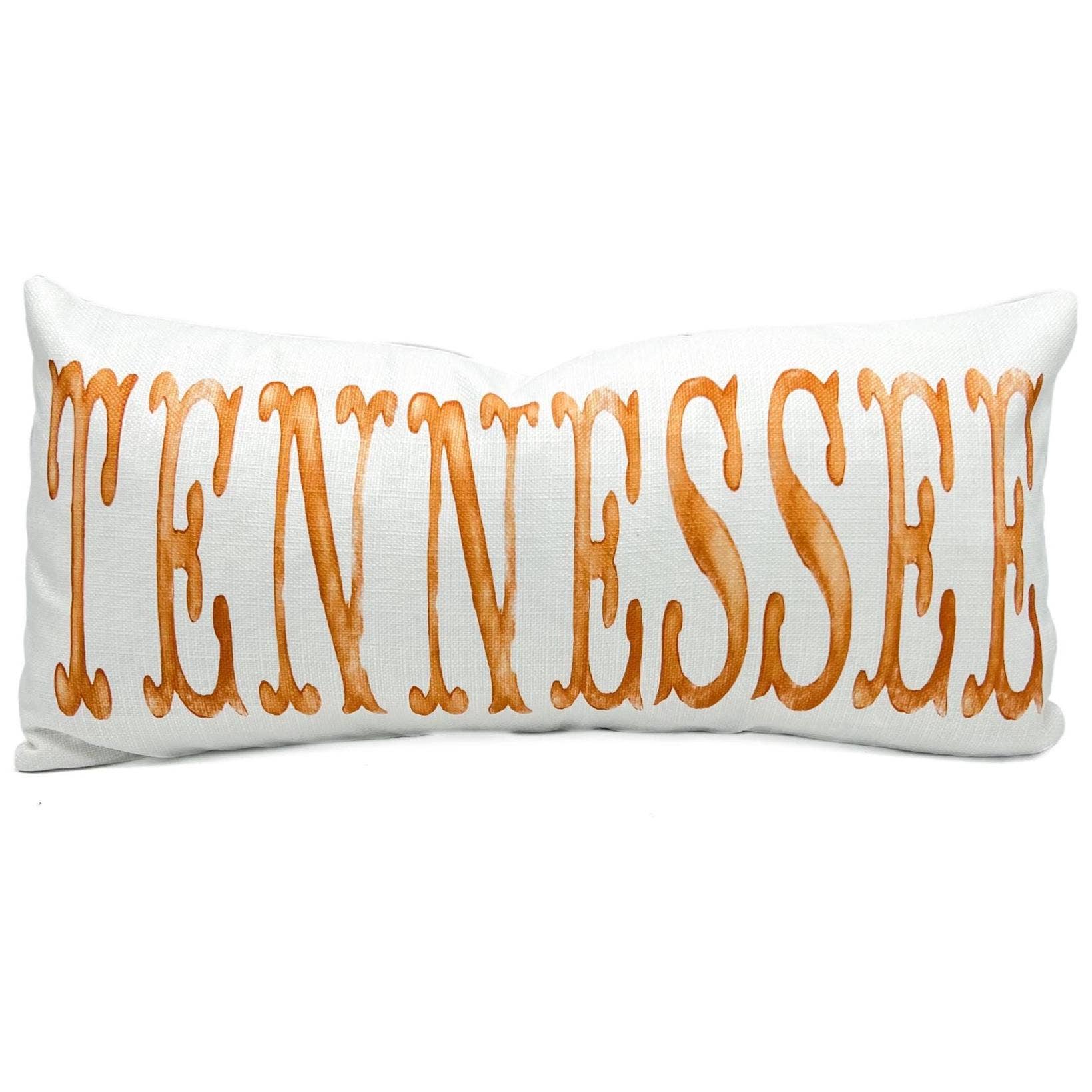 Rachel Brooks Design, LLC - Wholesale Throw/Decorative Pillow - Custom Orange Watercolor Tennessee Pillow0