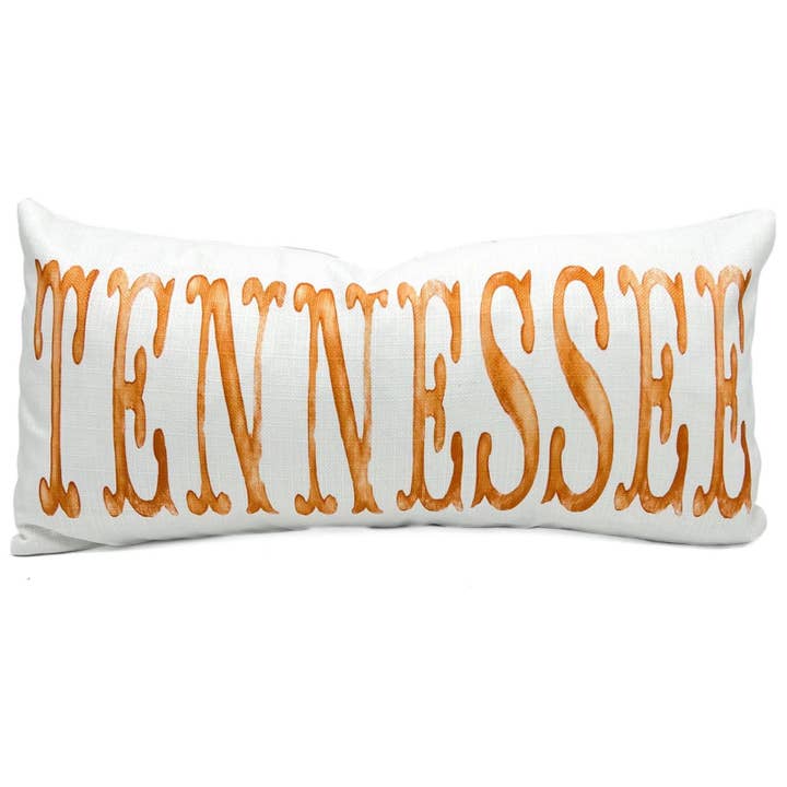Rachel Brooks Design, LLC - Wholesale Throw/Decorative Pillow - Custom Orange Watercolor Tennessee Pillow