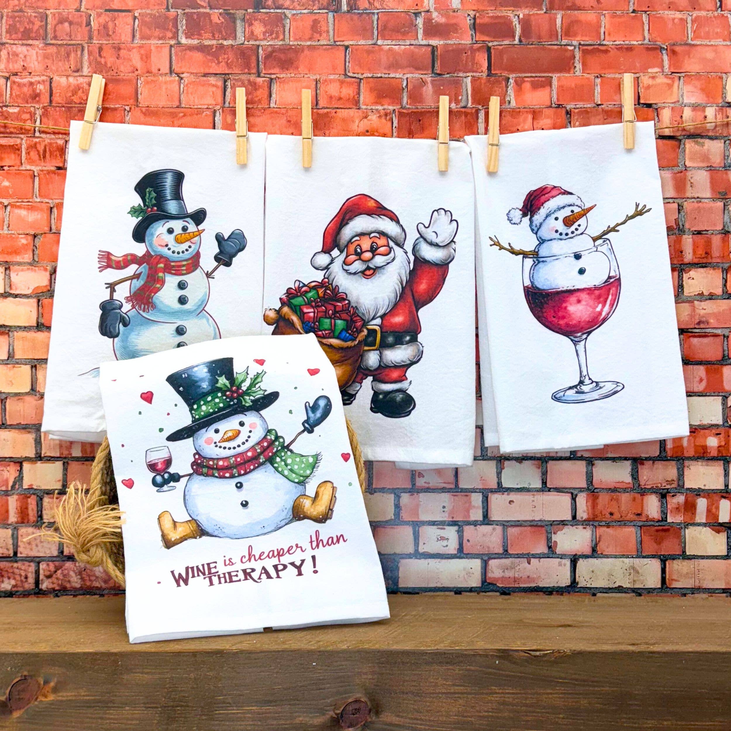 Driftless Studios - Wholesale Tea Towel - Wine Is Cheaper Than Christmas Tea Towels - 2025 Christmas1