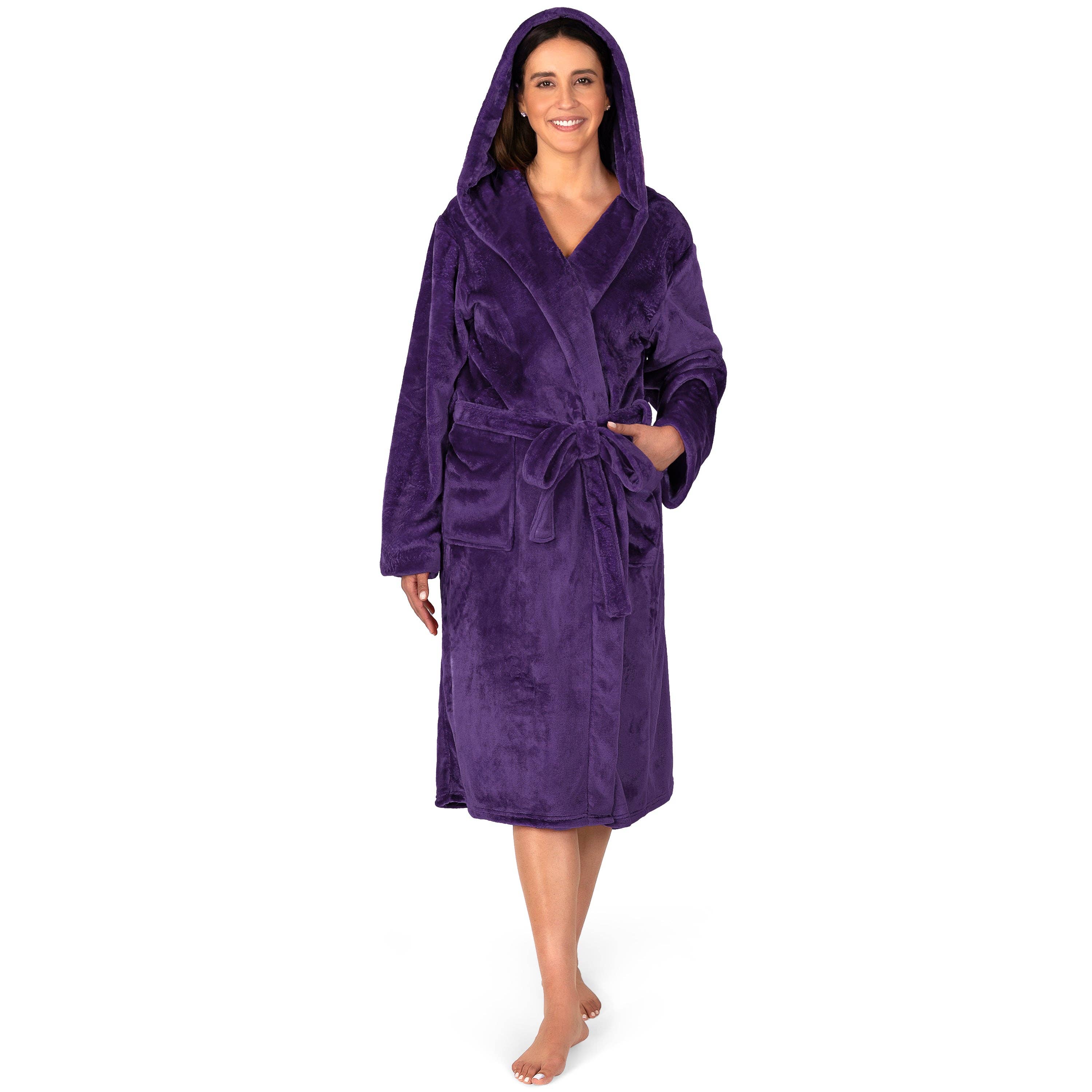 Pavilia - Wholesale Robe - Women's - Women's Classic Fleece Robe with Hood3