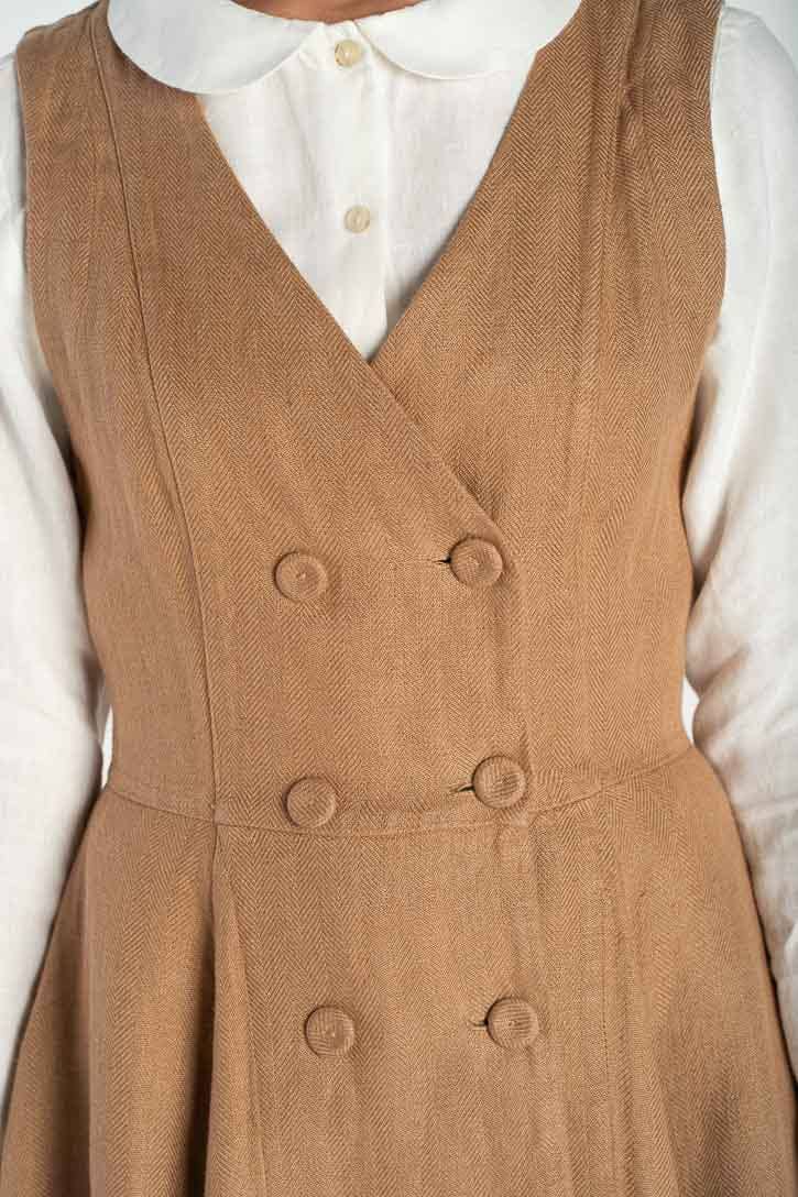 Son de Flor - Wholesale Dress - Women's - Rosa – Midi Linen Dress with Double-Button Front13