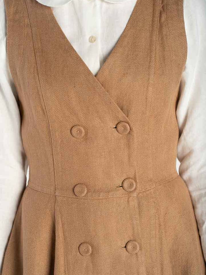 Son de Flor - Wholesale Dress - Women's - Rosa – Midi Linen Dress with Double-Button Front13