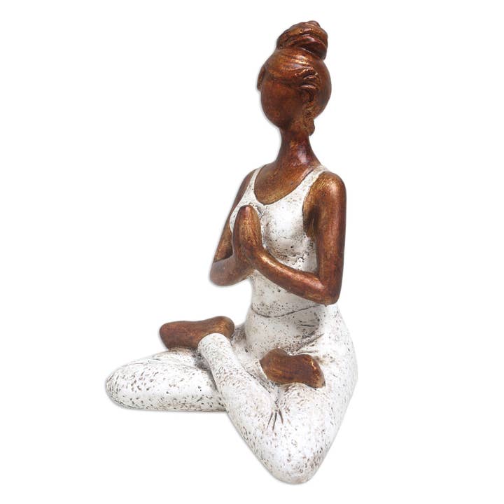 OMA - Eclectic Home - Wholesale Sculpture - Yoga Lady Statue Meditating Peace Harmony Statue Handpainted