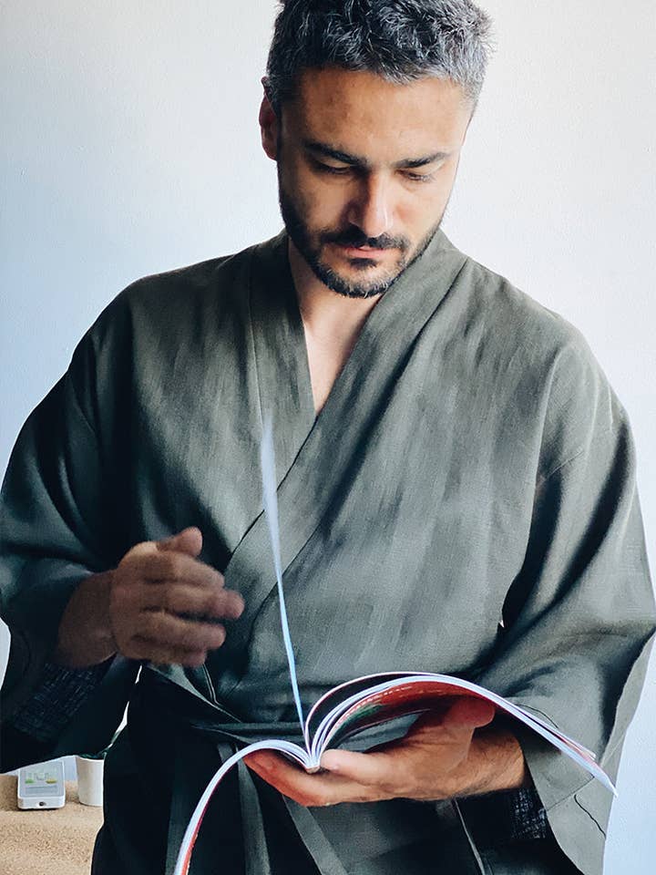 Lin En Vert Foncé Clair SS20 Pour Lui pour la vente par OH KIMONO