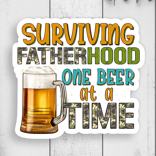 Expression Design Co - Wholesale Sticker - Surviving Fatherhood One Beer At A Time Vinyl Sticker0