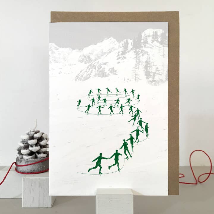 Julekort med skøjteløb | Retro julekort | Sæsonkort for engroshandel hos Purpose & Worth etc
