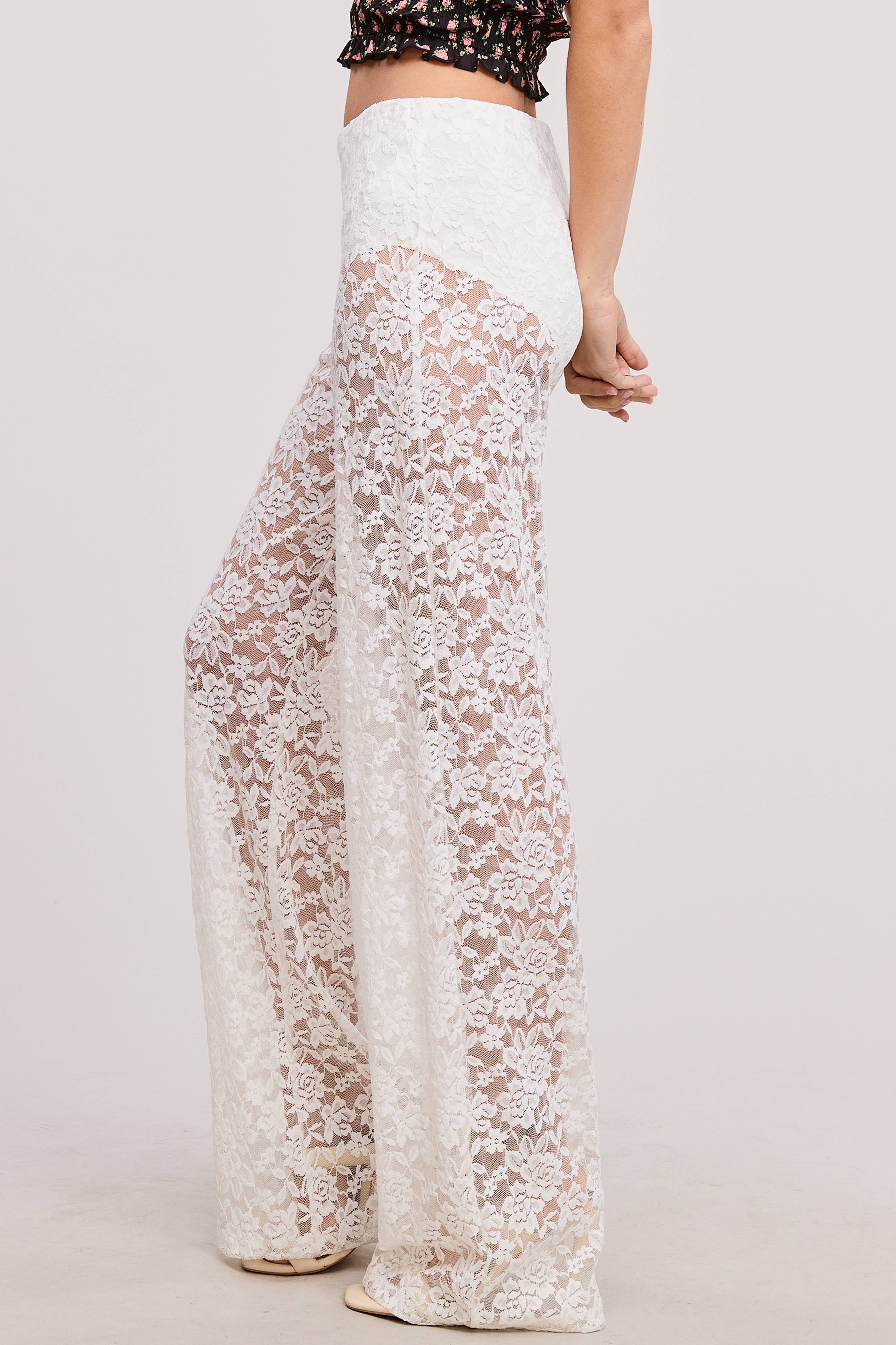 Mimosa - Vente Pantalon – femme - Pantalon en dentelle transparente taille haute avec doublure de sous-vêtement9