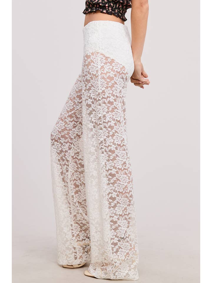 Mimosa - Vente Pantalon – femme - Pantalon en dentelle transparente taille haute avec doublure de sous-vêtement9