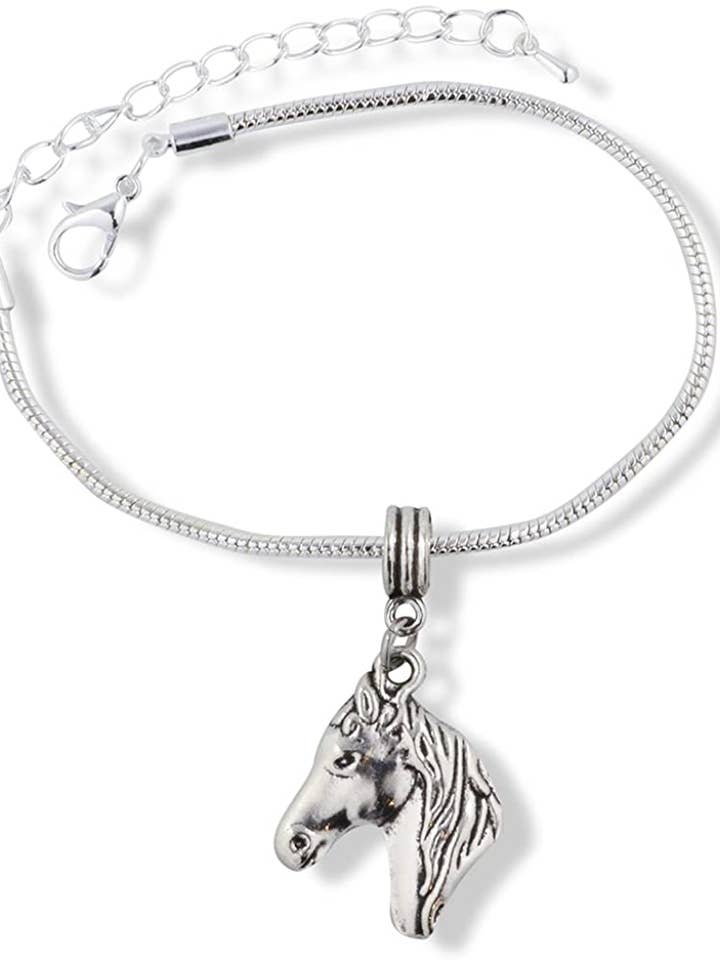 Emerald Park Jewelry Horse Head Snake Chain Charm Bracelet for wholesale by Dave The Bunny