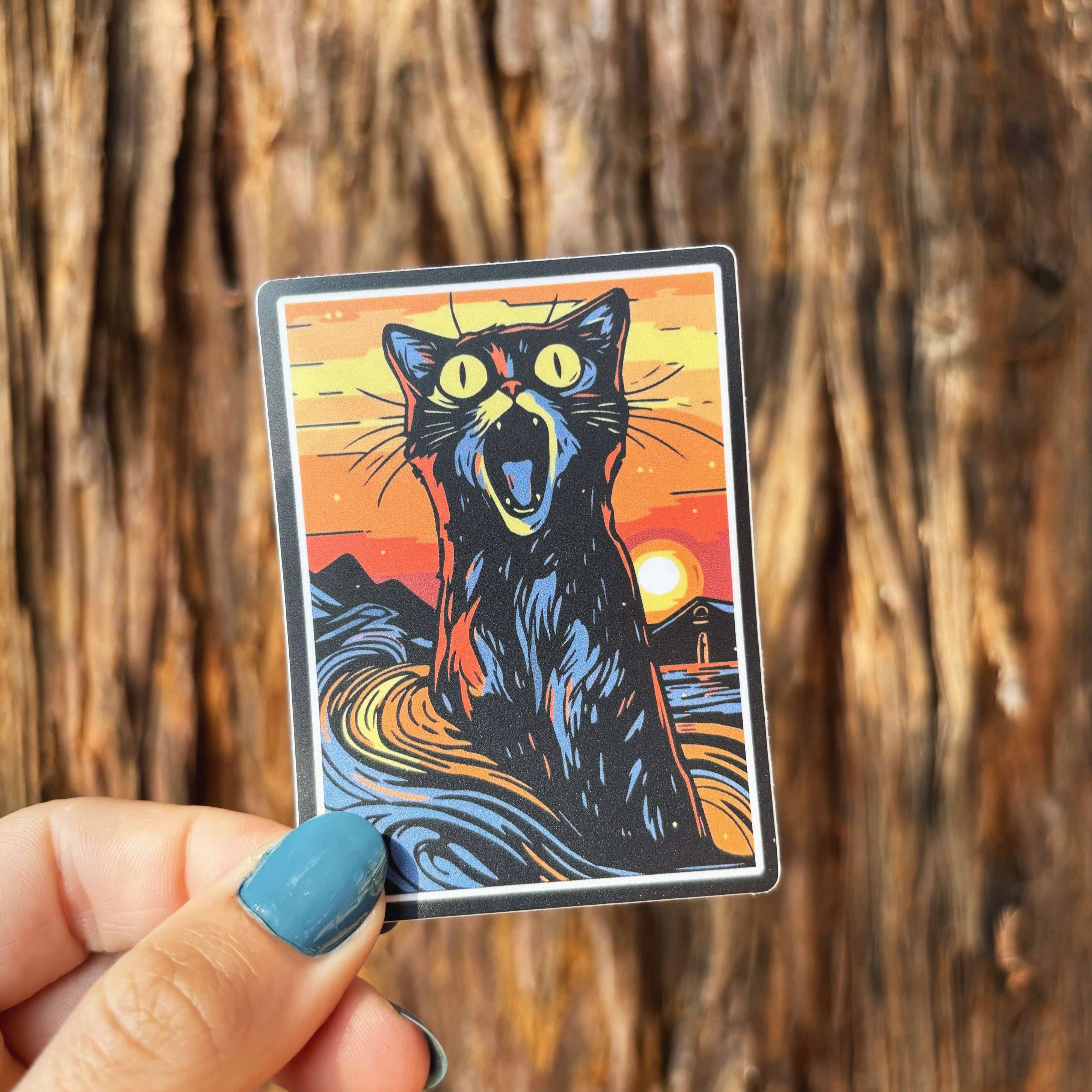 Stick With Finn - Wholesale Phone & Laptop Stickers - The Scream Cat Portrait Sticker1