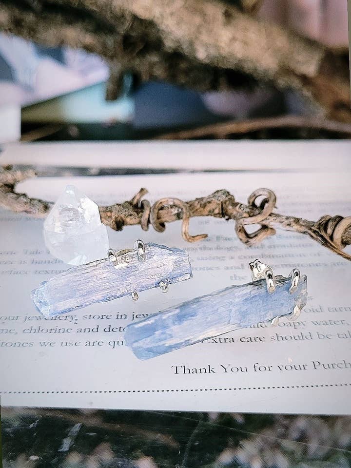 Raw Blue Kyanite Shard Earrings for wholesale by Caroline Stokesberry-Lee Jewellery Design