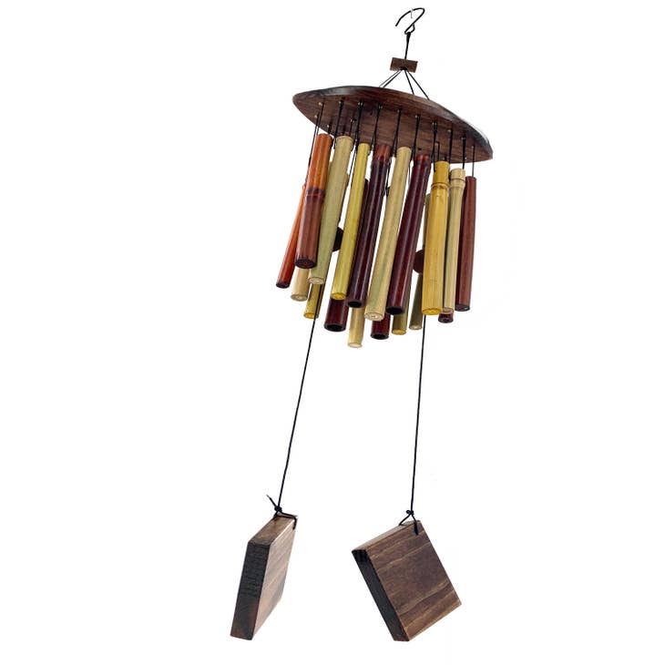 Wholesale Bamboo Double Sail Wind Chime Garden Decor Gifts Hanging