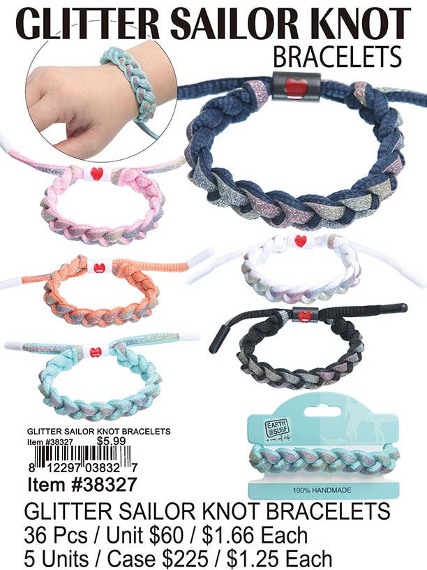 Bracelets à nœud marin à paillettes pour la vente par Puka Creations