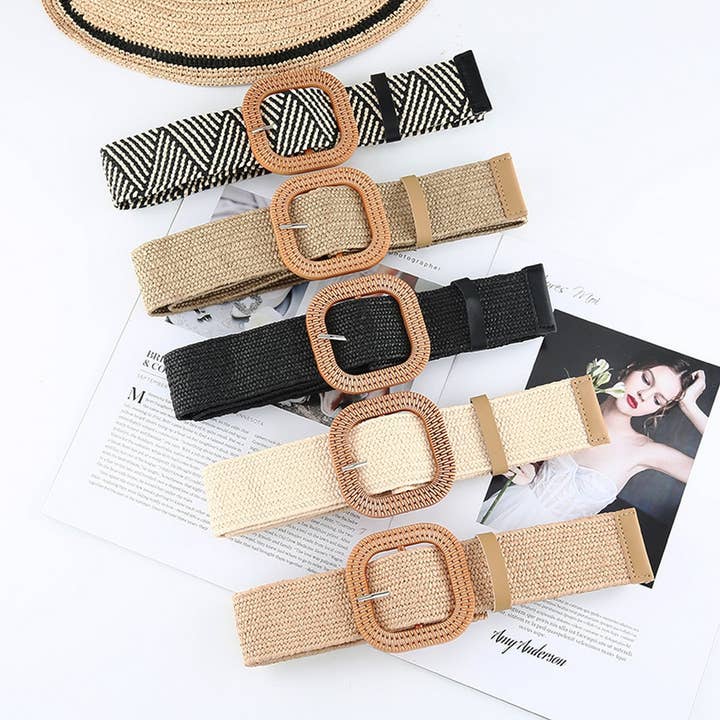 NINEXIS - Wholesale Belt - Women's - CWABE0545_VINTAGE BRAIDED SQUARE BUCKLE BELT