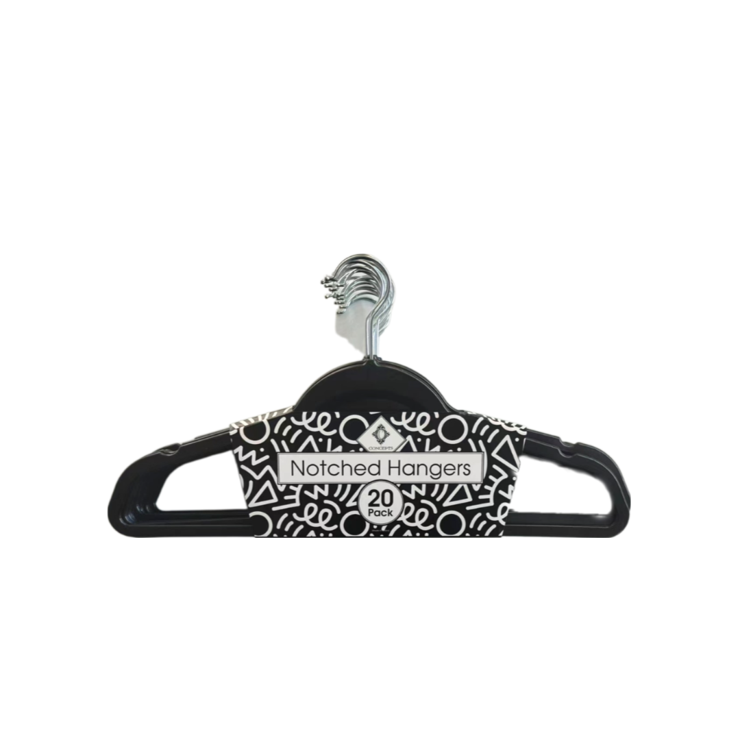 Concepts In Time - Wholesale Clothes hangers - Concepts 20pk Notched Plastic Hangers – Durable2