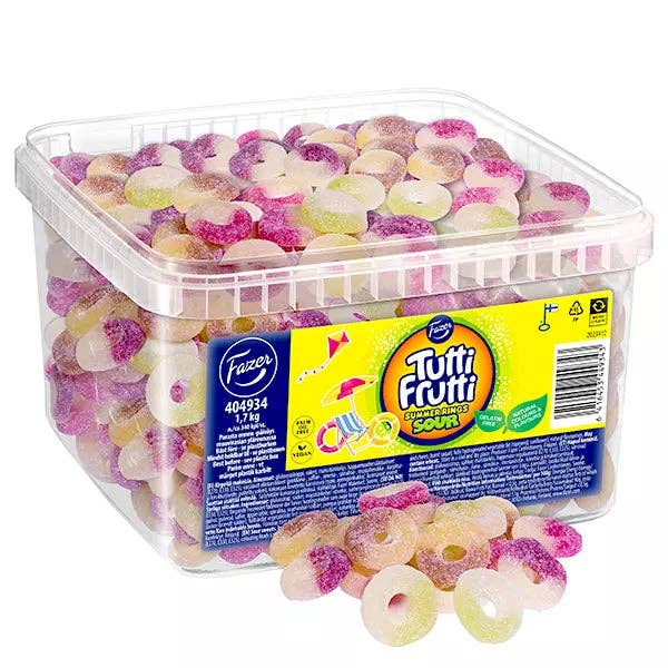 Tutti Frutti Summer Rings Big Pack 1,7 kg | 3,75 lbs per la vendita all'ingrosso da parte di Swedishcandywholesale.com
