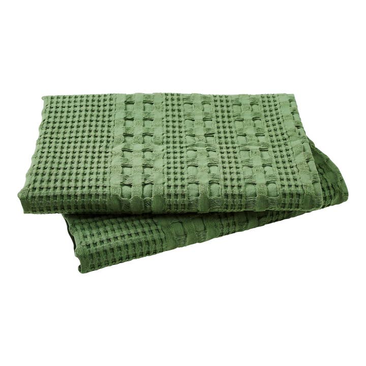 VHC Brands - Wholesale Throw Pillow Cover - Waffle Weave Olive Green Pillow Cover Set of 2 24Lx24W