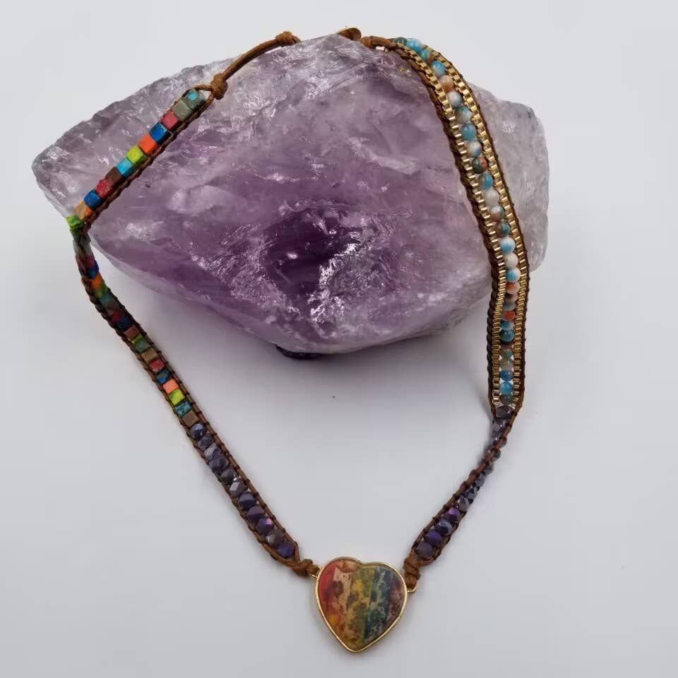 magnolia jewelry - Vendita all'ingrosso Bracciale con perline - Bracciale avvolgente a cuore in pietra semi preziosa1