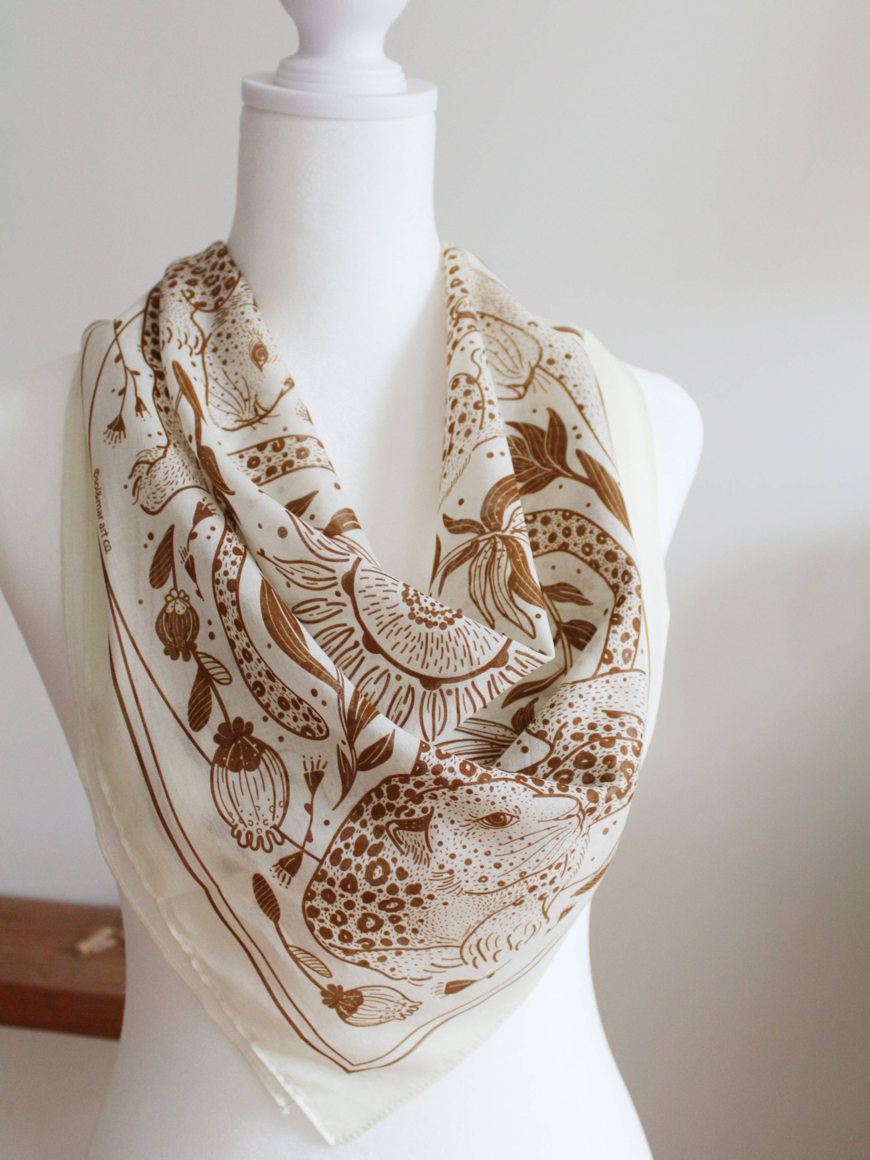 sol&mar art co. - Wholesale Bandana - Unisex - Leopard, and the Sun Bandana Scarf (Off-White/ Redesigned)4