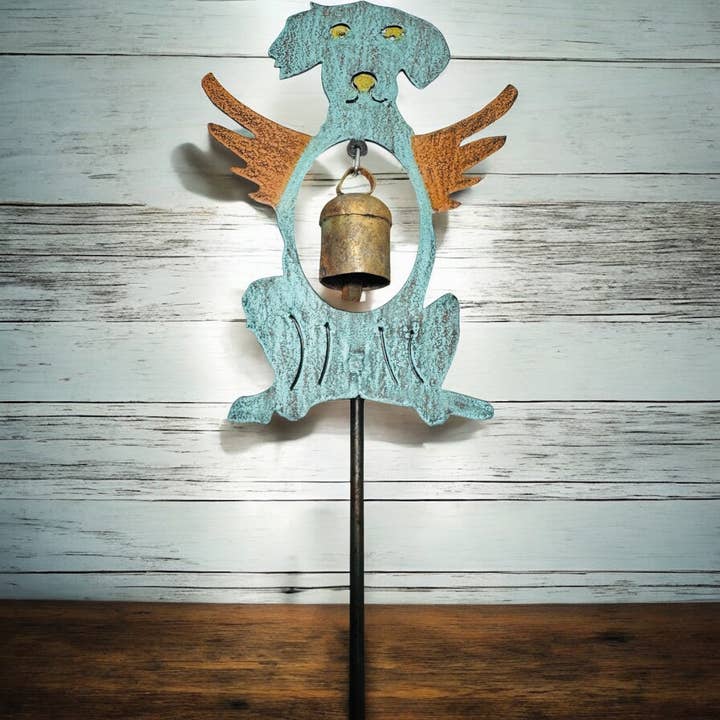 Whimsies - Wholesale Wind Chime - Dog plant stake bell Pet memorial metal dog gifts wind chime4