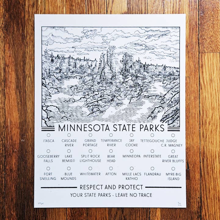 Minnesota State Parks - Hand-pulled Screen Print for wholesale by BC Print Media