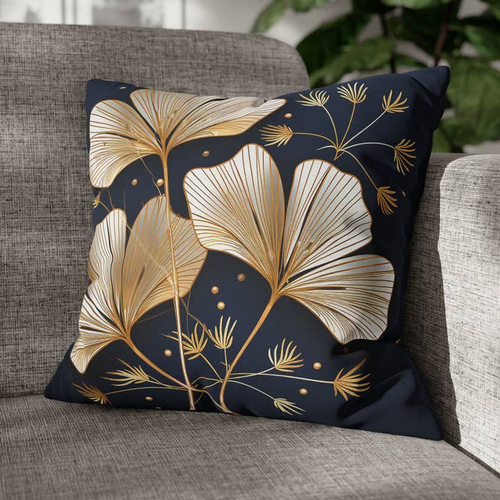 Almofada para Lançamento Gingko Dourado e Azul (Cópia) por atacado de Agave Design