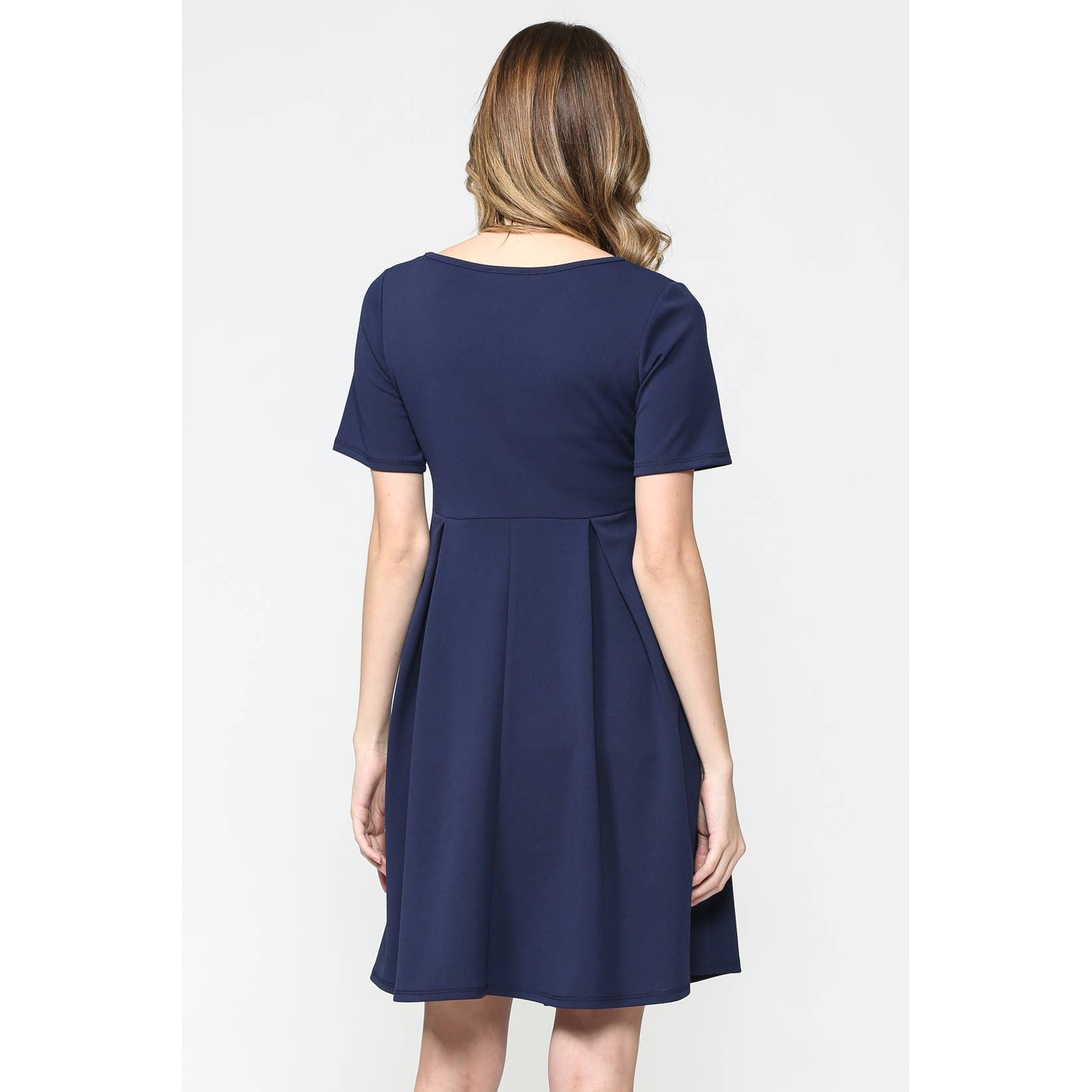 Hello Miz - Wholesale Dress - Maternity - Pleated Round Neck Maternity Skater Dress17