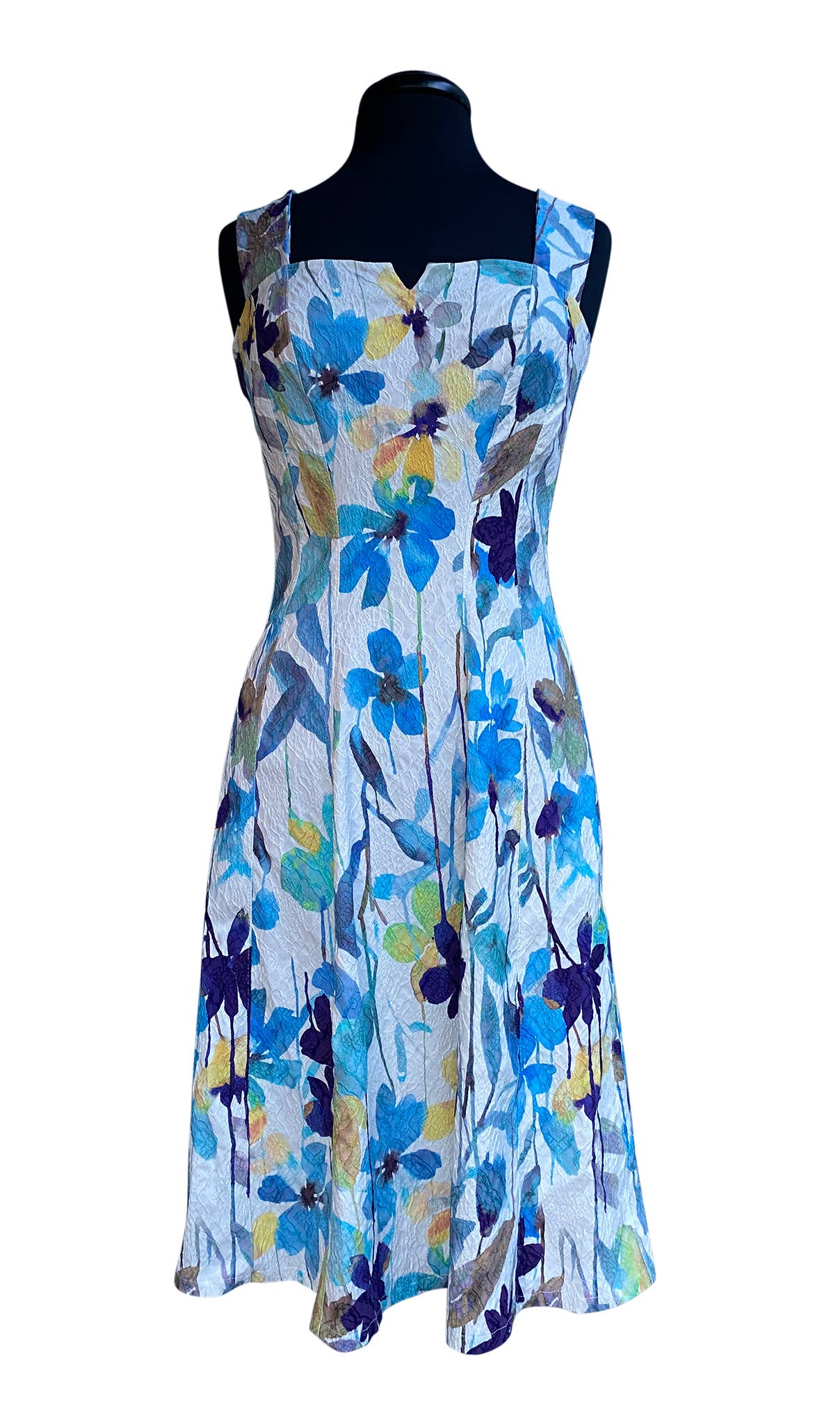 Elana Kattan - Wholesale Dress - Women's - ORCHIDEA Textured Print Paneled A-line Dress Turquoise MIST0