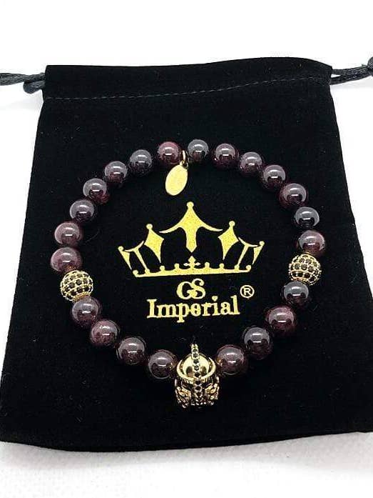 GS Collection® Pulsera de Casco Romano con Cuentas de Granate para venta al por mayor de GS Imperial®
