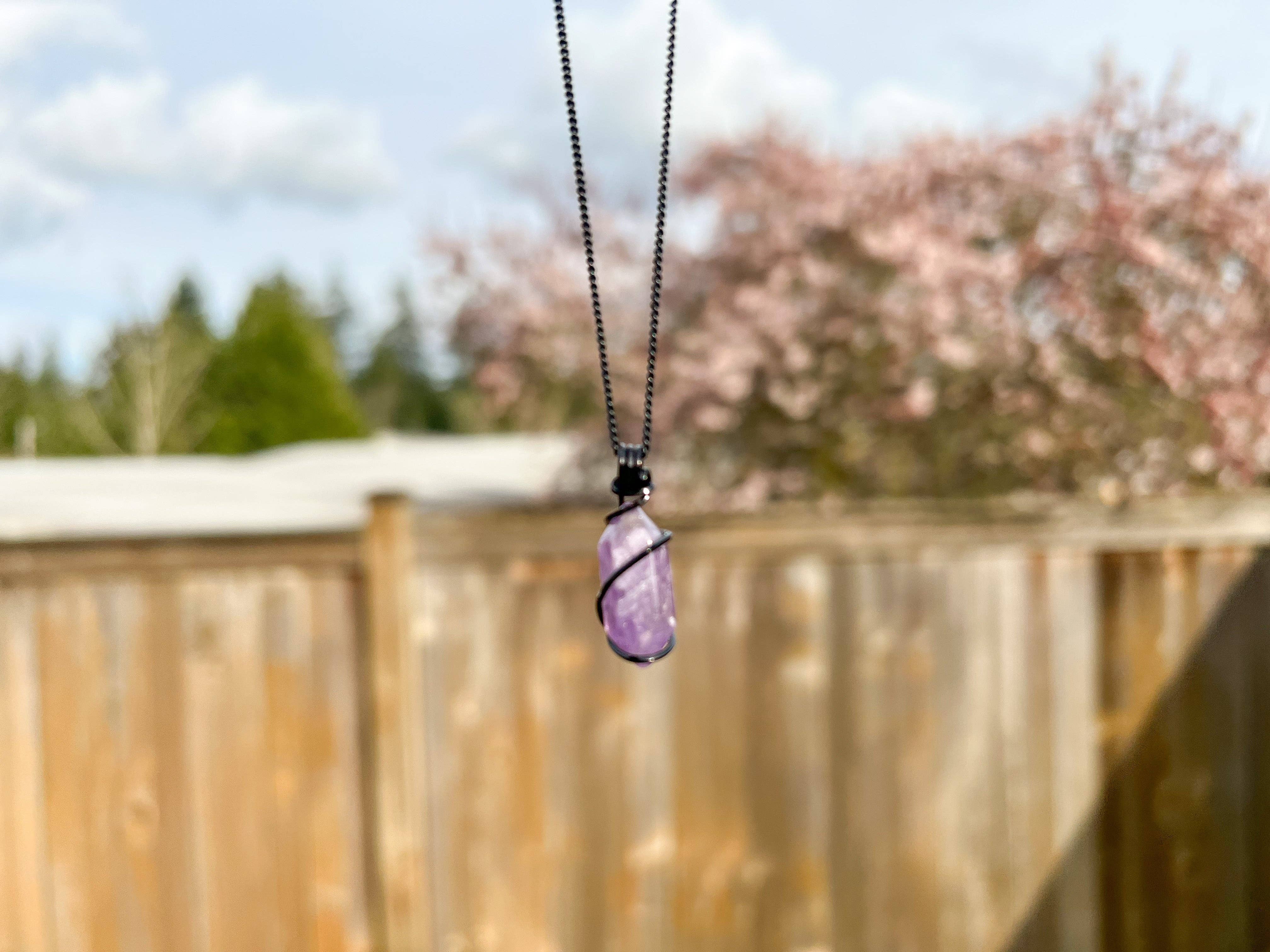 Crystals Wired - Wholesale Pendant/Charm Necklace - Amethyst Double Terminated Necklace1