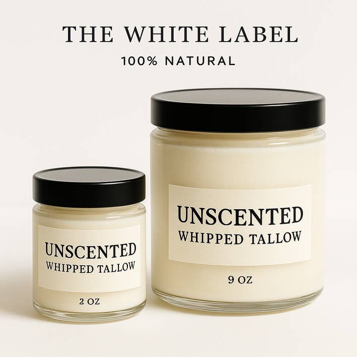 The White Label Unscented Whipped Tallow  (2oz or 9oz) for wholesale by May's Naturals