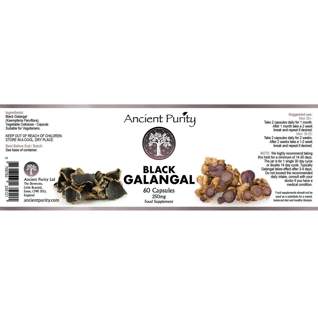 Ancient Purity - Wholesale Oral Supplement/Vitamin - Black Galingale - 60 x 250mg | Black Ginger | Male Libido1