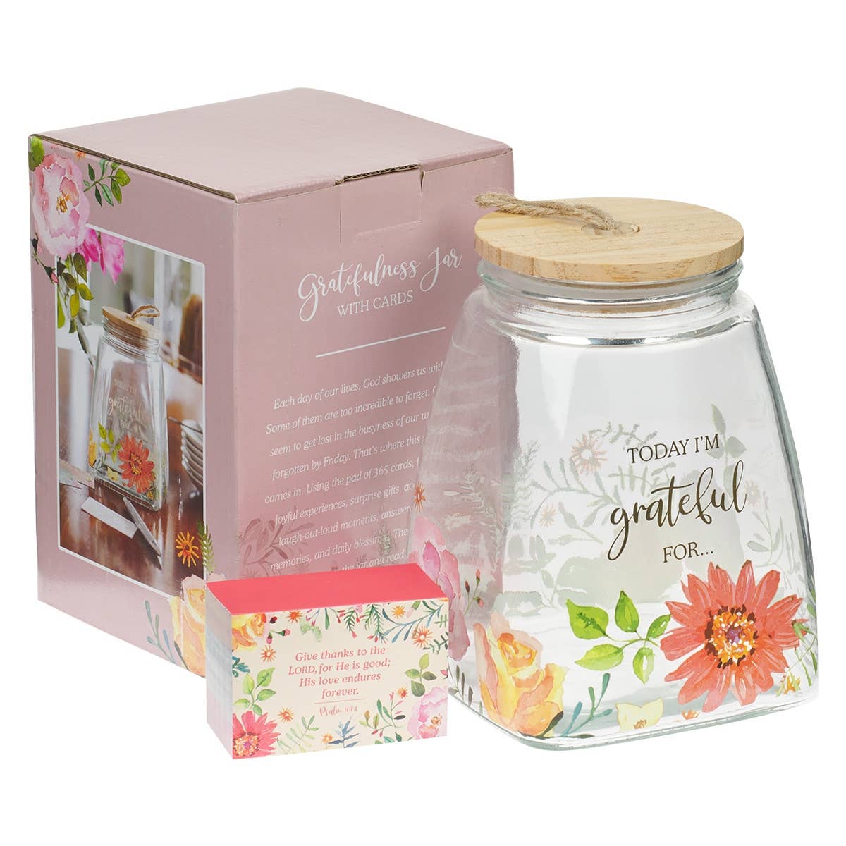 Christian Art Gifts - Wholesale Jar - Gratitude Jar w/ Cards Glass Today I'm Grateful For1