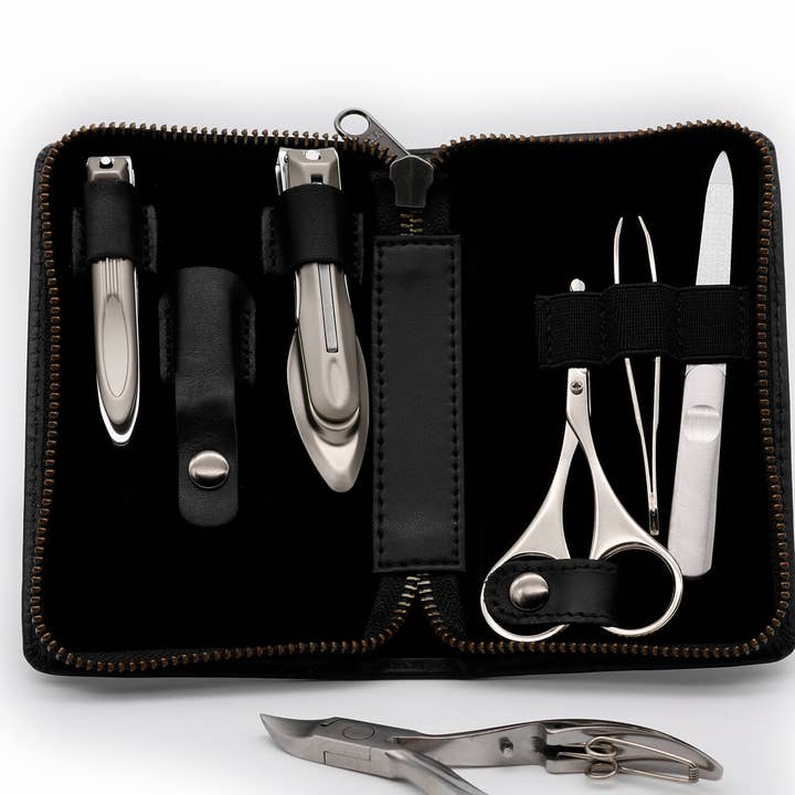 Seki Edge – Conjunto de cuidados com as unhas por atacado – Conjunto masculino de 6 peças para cuidados com as unhas com estojo de couro G-31033