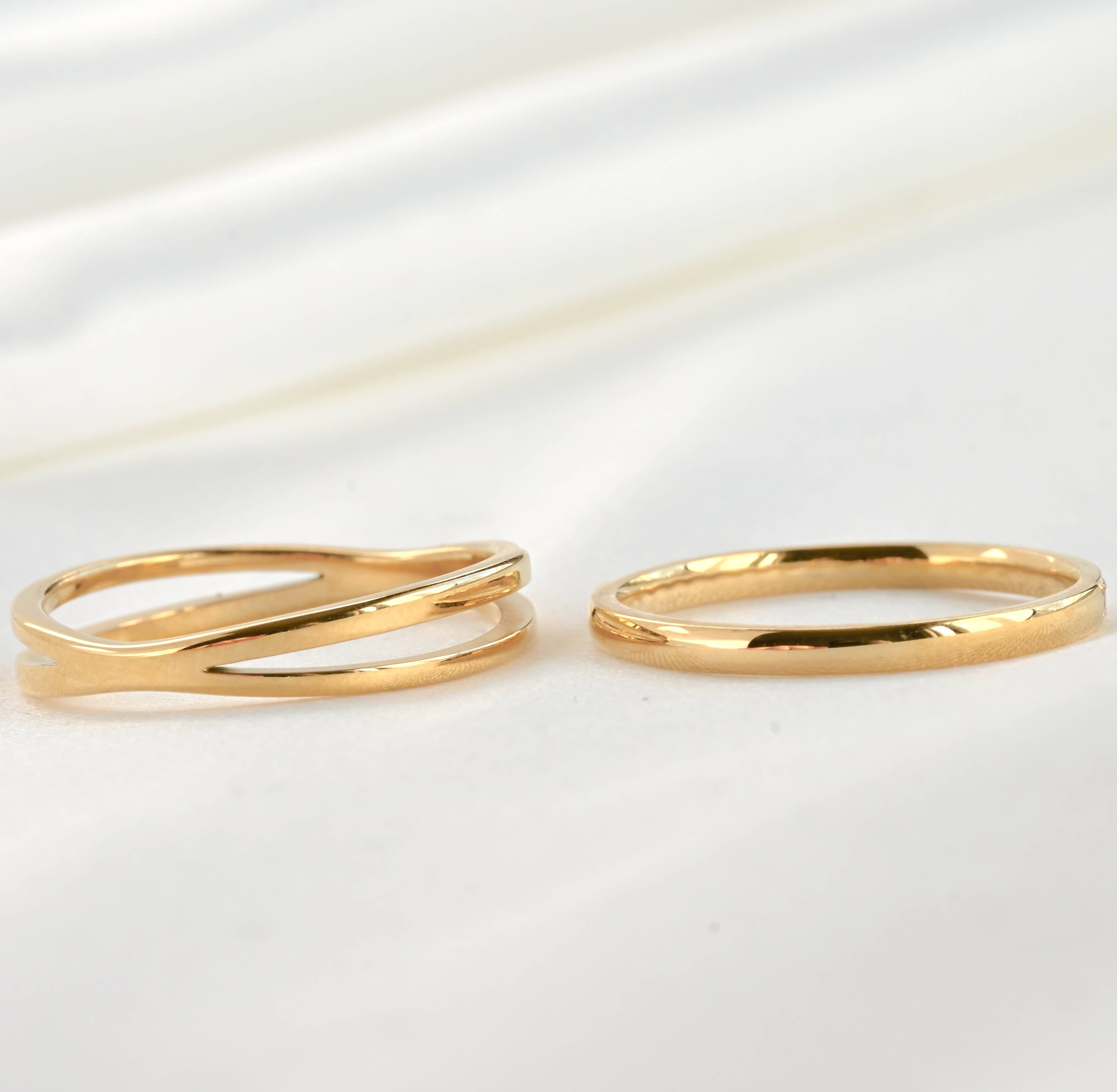 Blueyejewelry - Wholesale Band/Stacked Ring - Waterproof Stacker Rings - Pave Diamond X ring and Slim Ring3